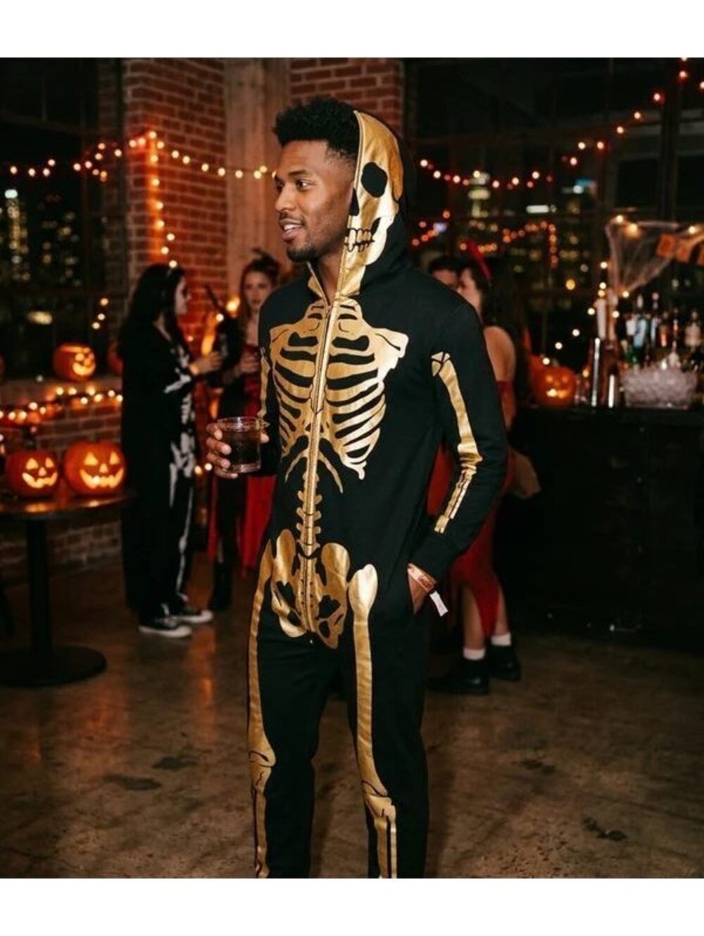NWT Tipsy Elves Men's Gold Skeleton Costume Size Small - Picture 10 of 11